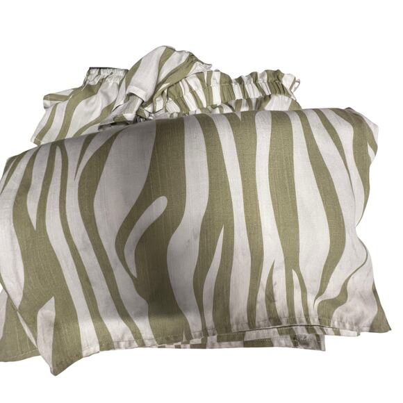 Easel Wide Leg Abstract Zebra Ruffled Flutter Sleeve Sage White Jumpsuit S NWT - Picture 10 of 12